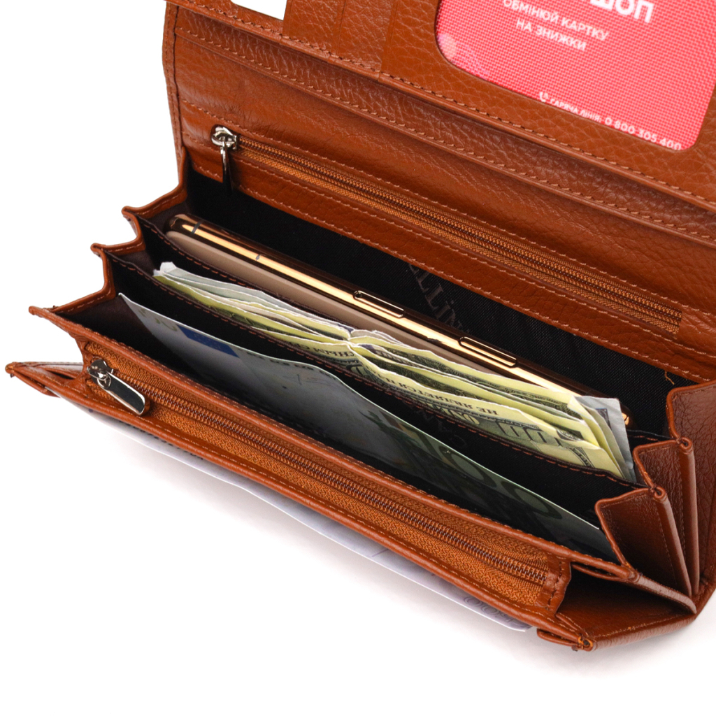 Портмоне Canpellini З натуральної шкіри Світло-коричневе (21524) - зображення 6