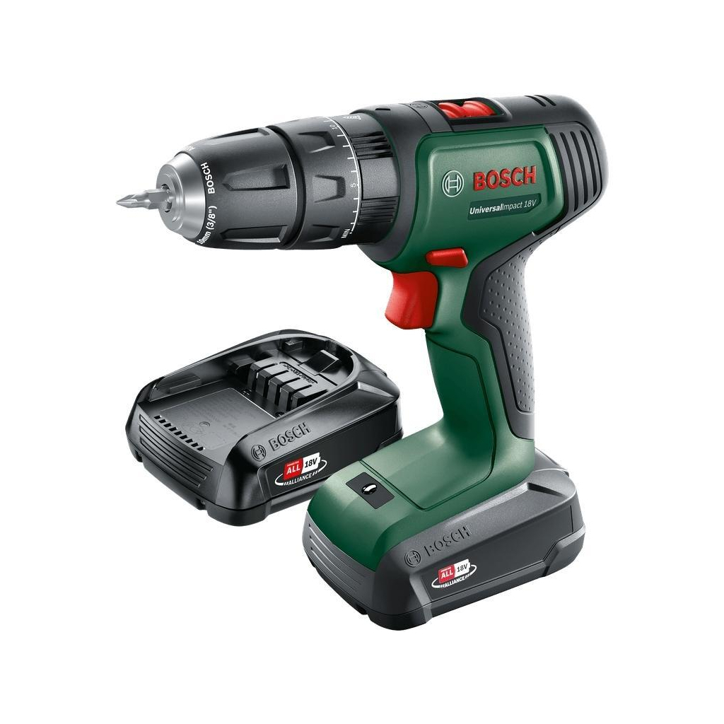 Шуруповерт Bosch UniversalImpact 18В 2х1.5Агод 20Нм 0-4400-1450обхв кейс ЗП 1.3кг (0.603.9D4.102) - зображення 1