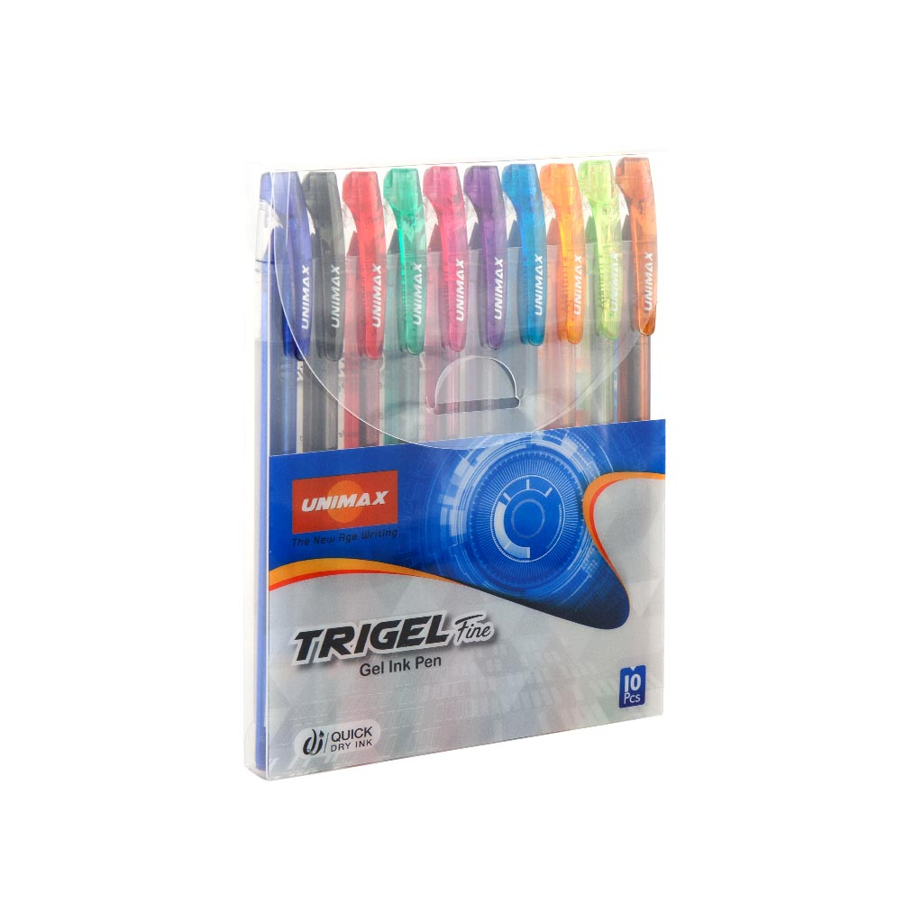 Ручка гелева Unimax набір Trigel-3 асорті кольорів 0.5 мм, 10 кольорів корпусу (UX-132-20) - зображення 4