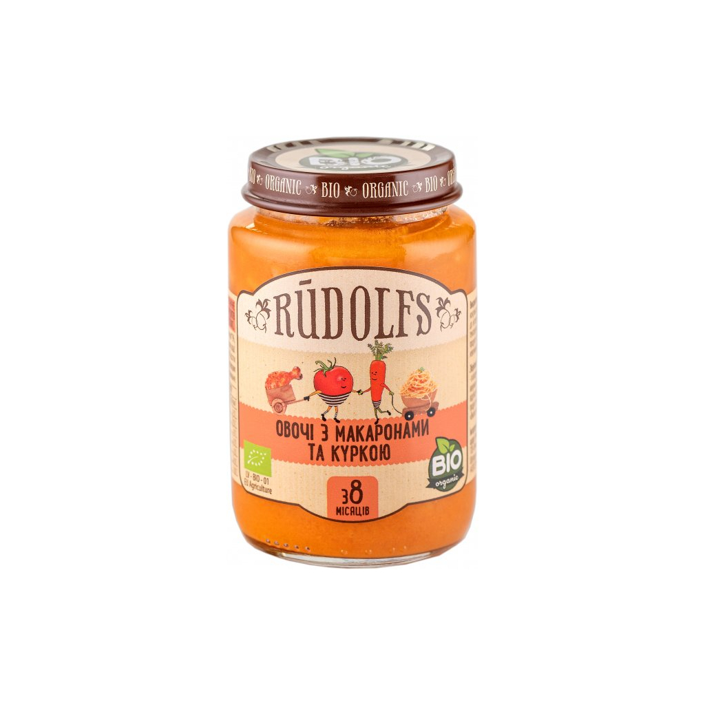 Дитяче пюре Rudolfs Овочі з макаронами та куркою з 8 місяців 190 г (4751017940556) - зображення 1
