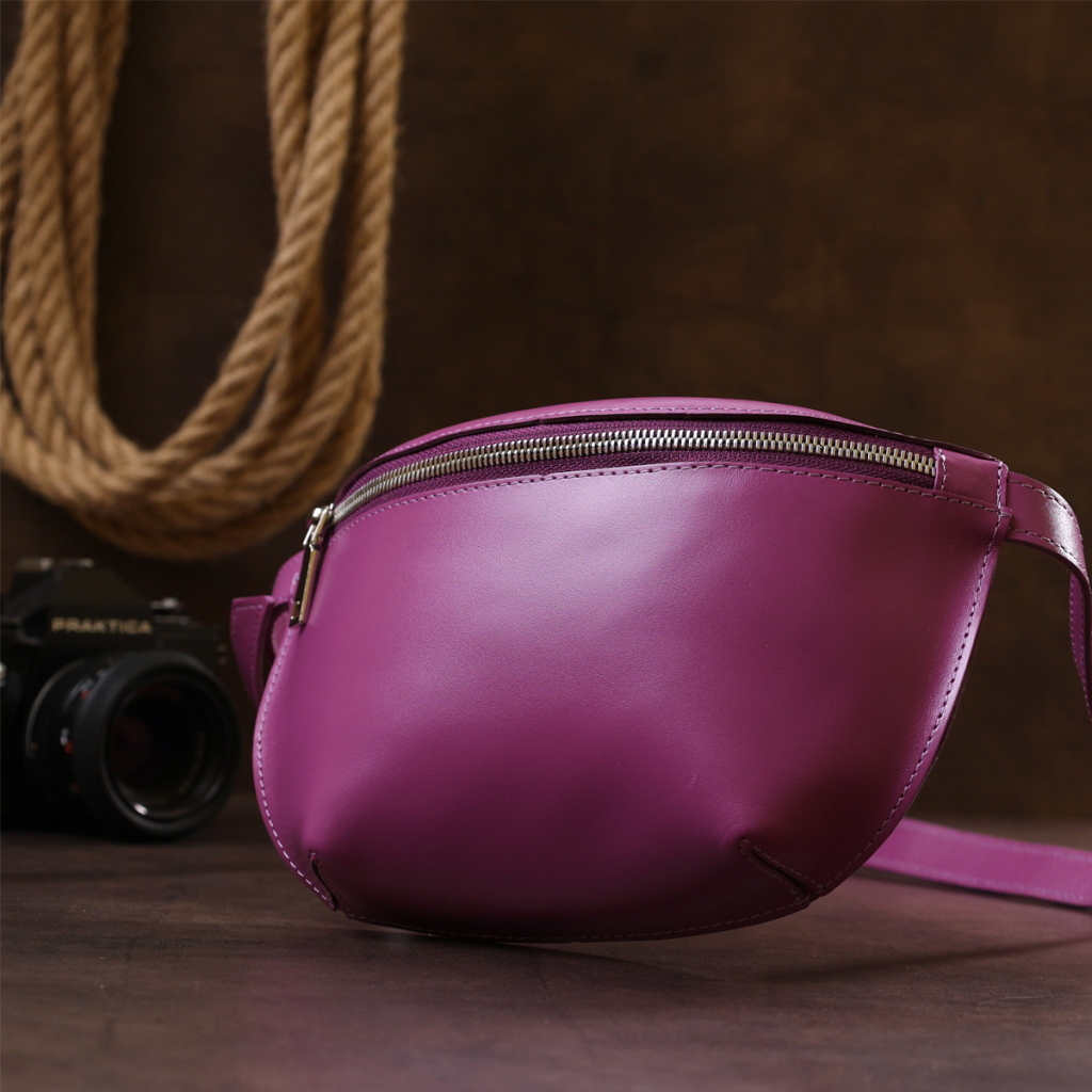 Сумка Shvigel Бананка з натуральної шкіри Фіолетова (16386) - зображення 8