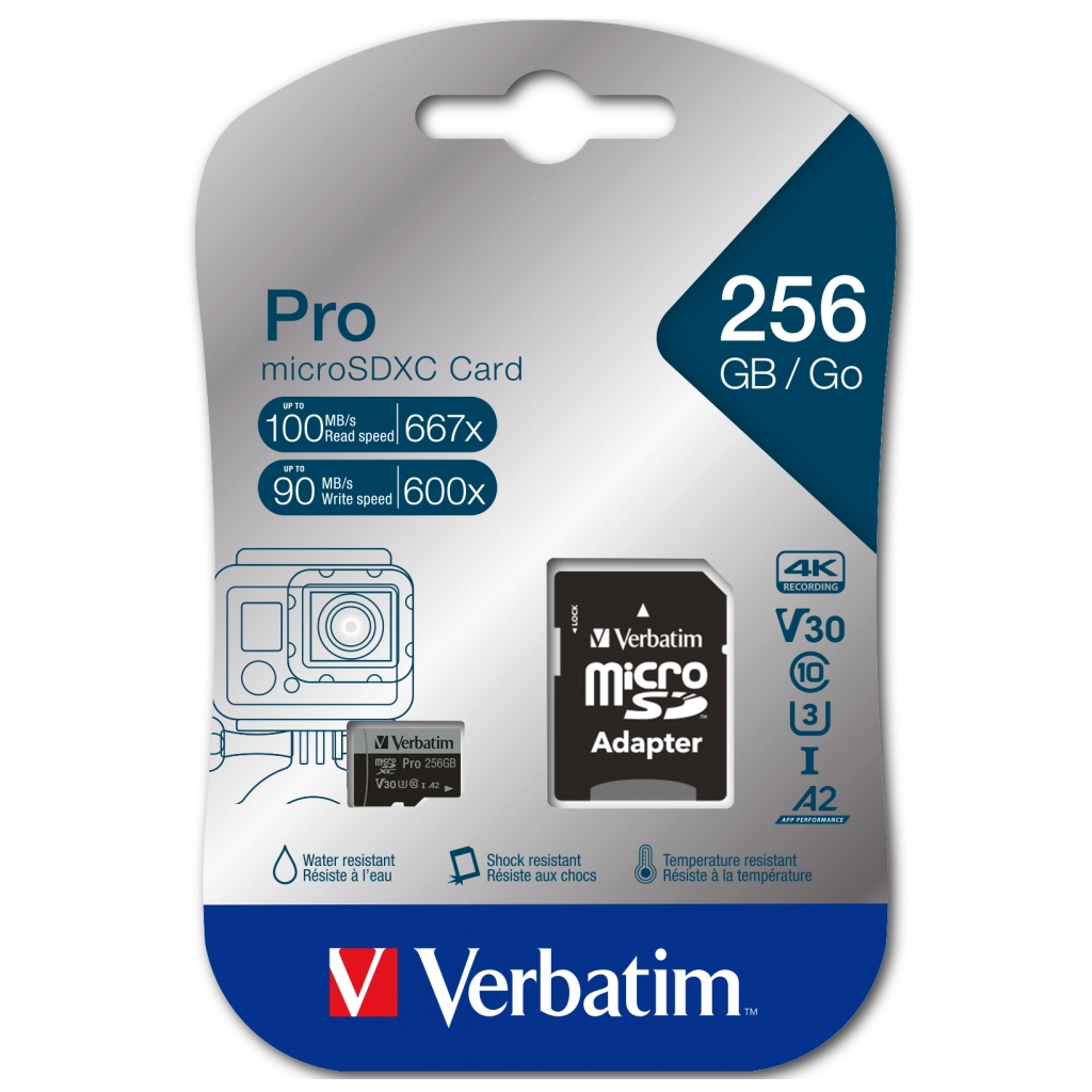 Карта пам'яті Verbatim 256GB microSDXC class 10 UHS-III PRO (47045) - зображення 2