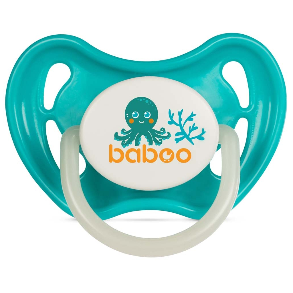 Пустушка Baboo Sea Life латексна, світиться в темряві, 0+ (бірюзова) (5-043) - зображення 1