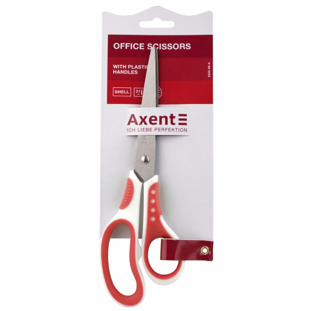 Ножиці Axent Shell, 21 cm, white and red (6305-06-A) - зображення 2