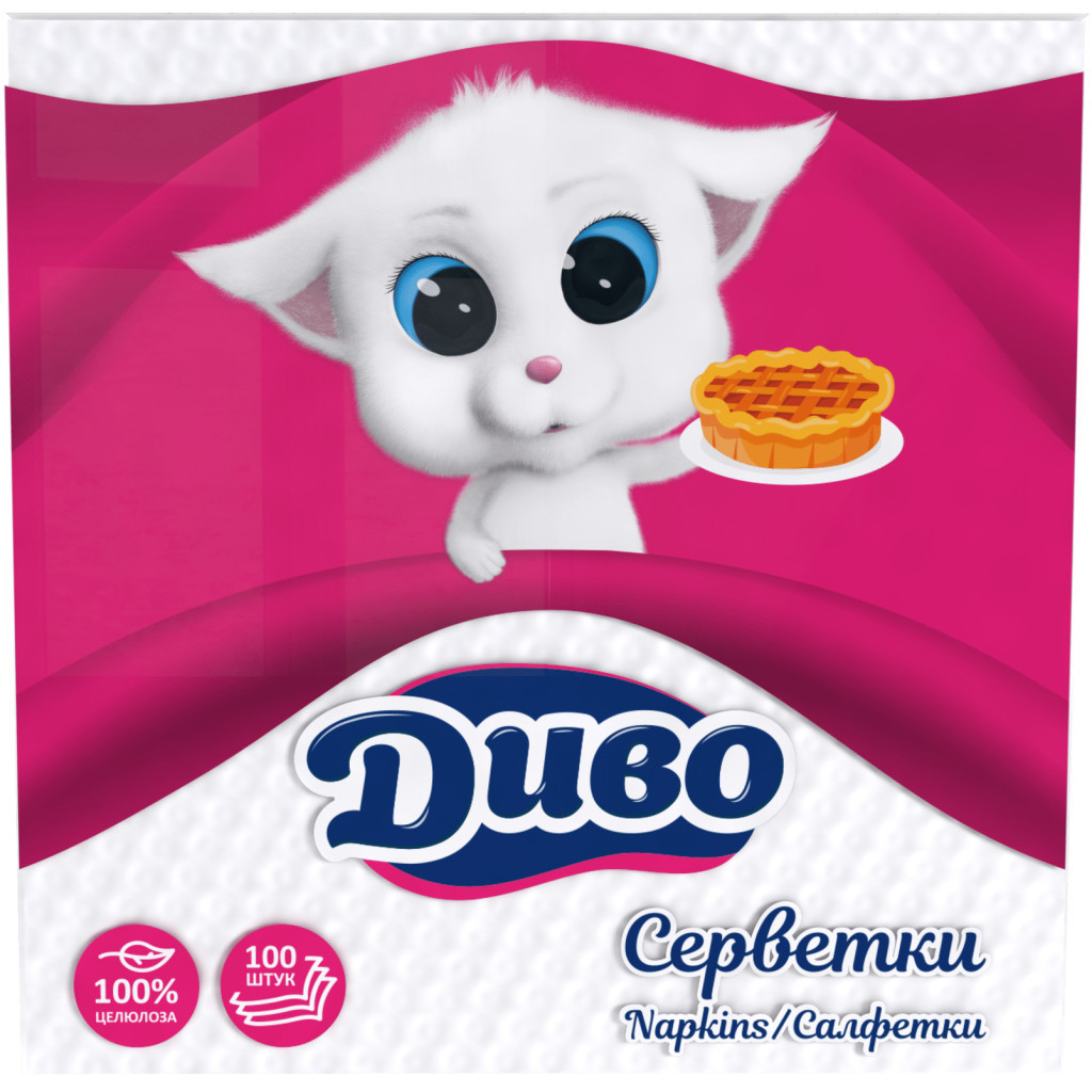 Серветки столові Диво 1 шар білі 24х24 см 100 шт. (4820003831618) - зображення 1