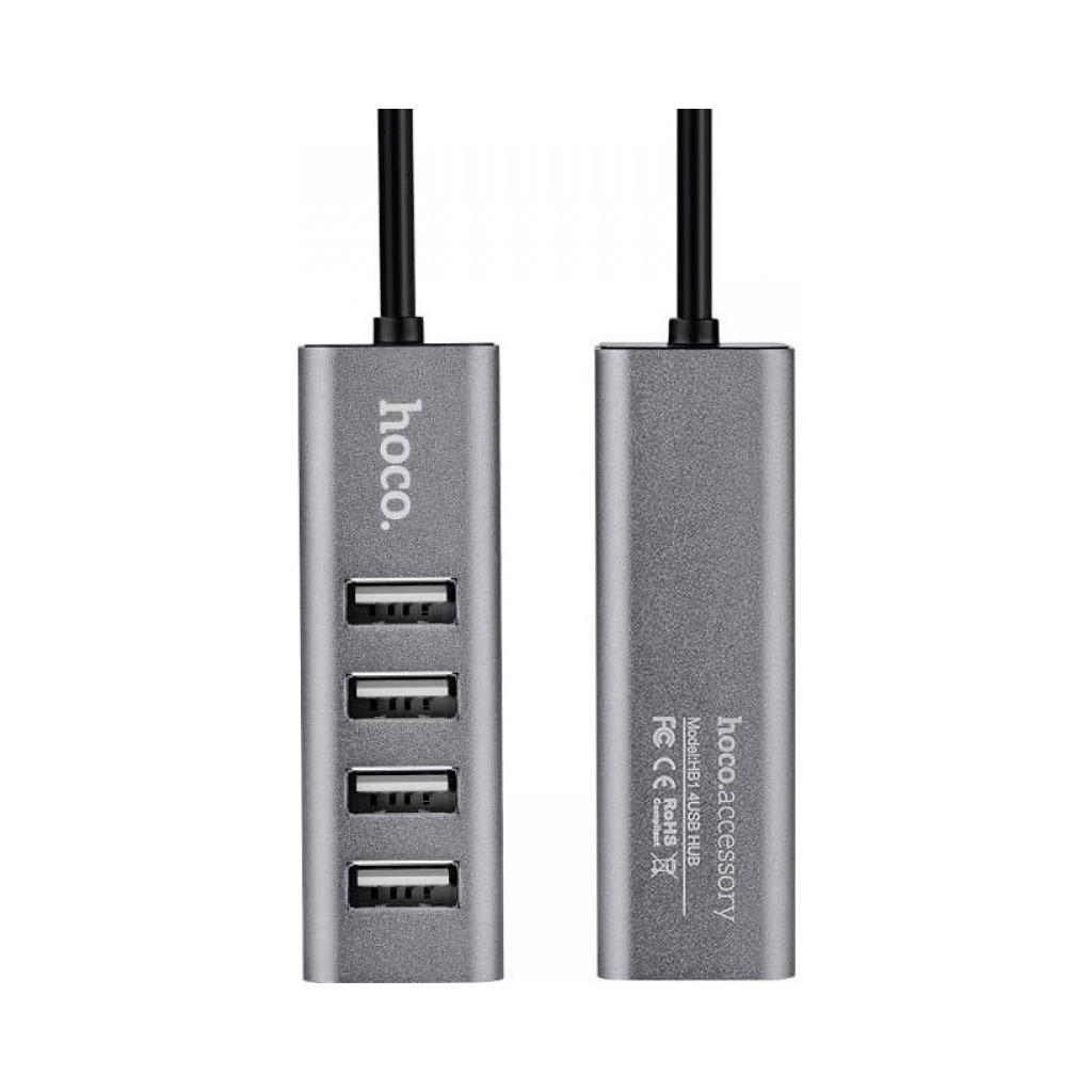 Концентратор HOCO USB 2.0 to 4xUSB Line machine HB1 Tarnish (6957531038139) - зображення 3