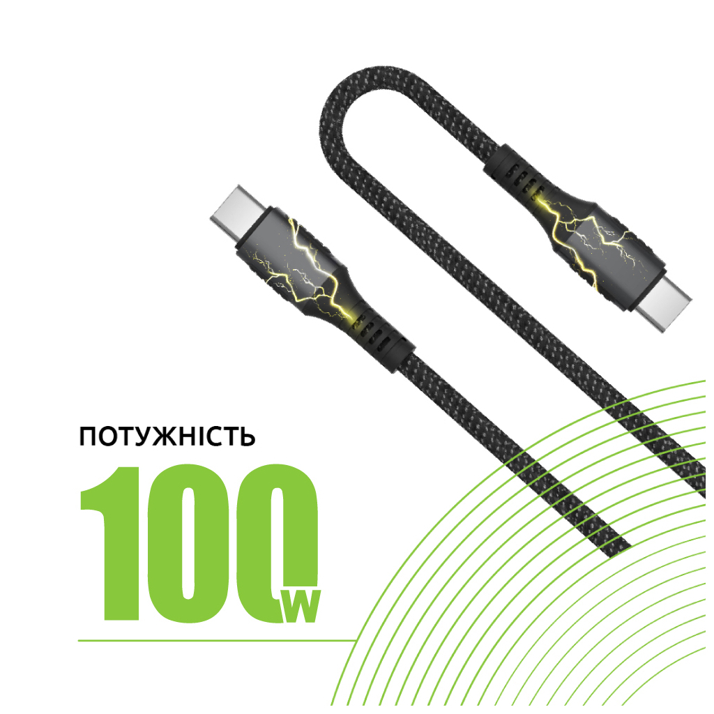 Дата кабель USB-C to USB-C 2.0m CBGPD100WTT2 100W Intaleo (1283126559570) - зображення 4