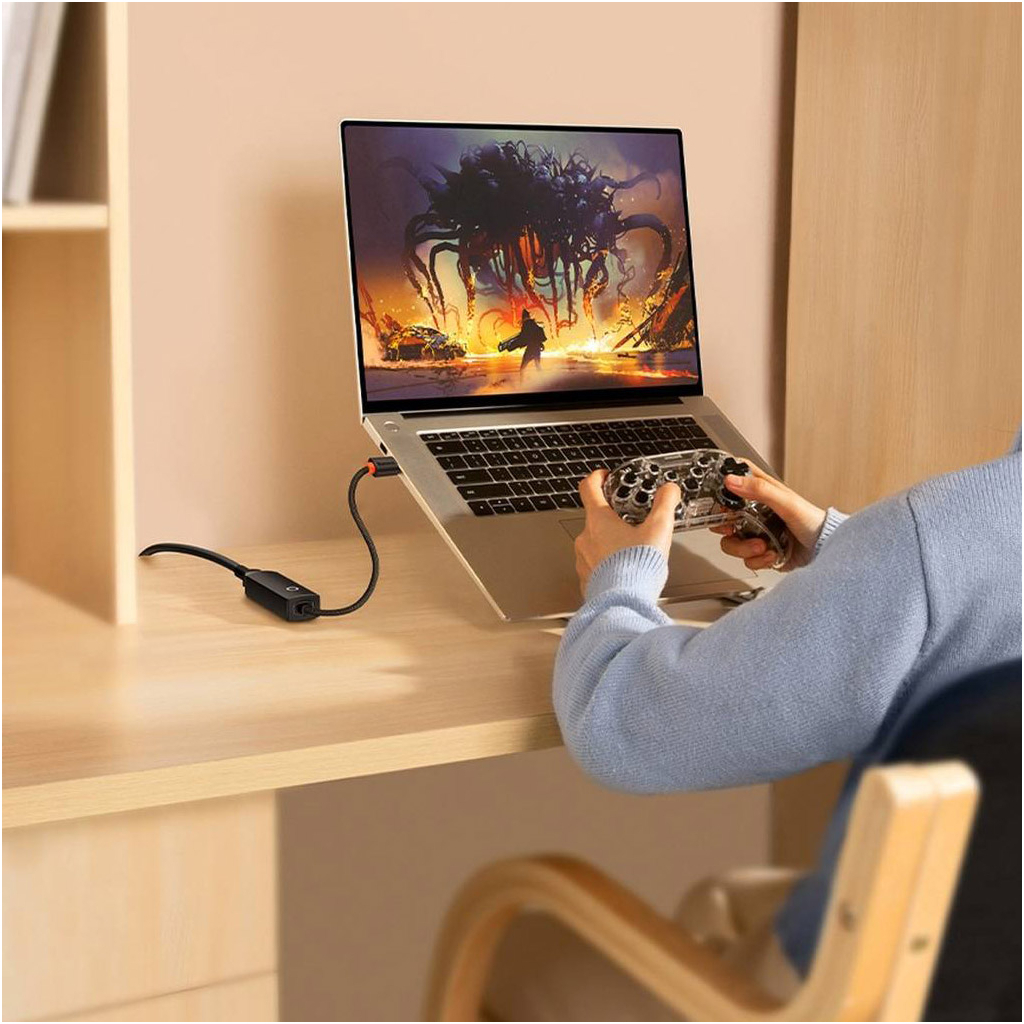 Перехідник USB-C to RJ45 Ethernet 1000Mbps black Baseus (WKQX000301) - изображение 11