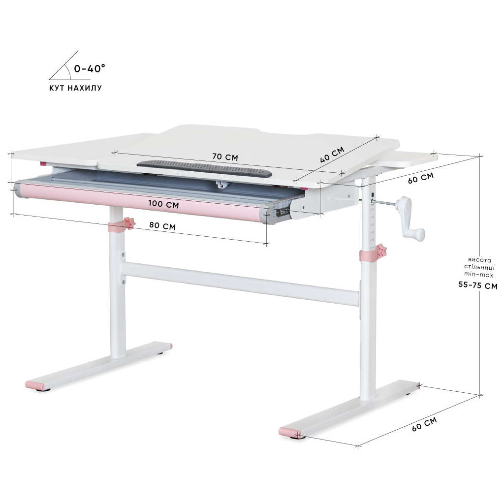 Парта Evo-kids TH-220 Pink (TH-220 W/PN) - зображення 2