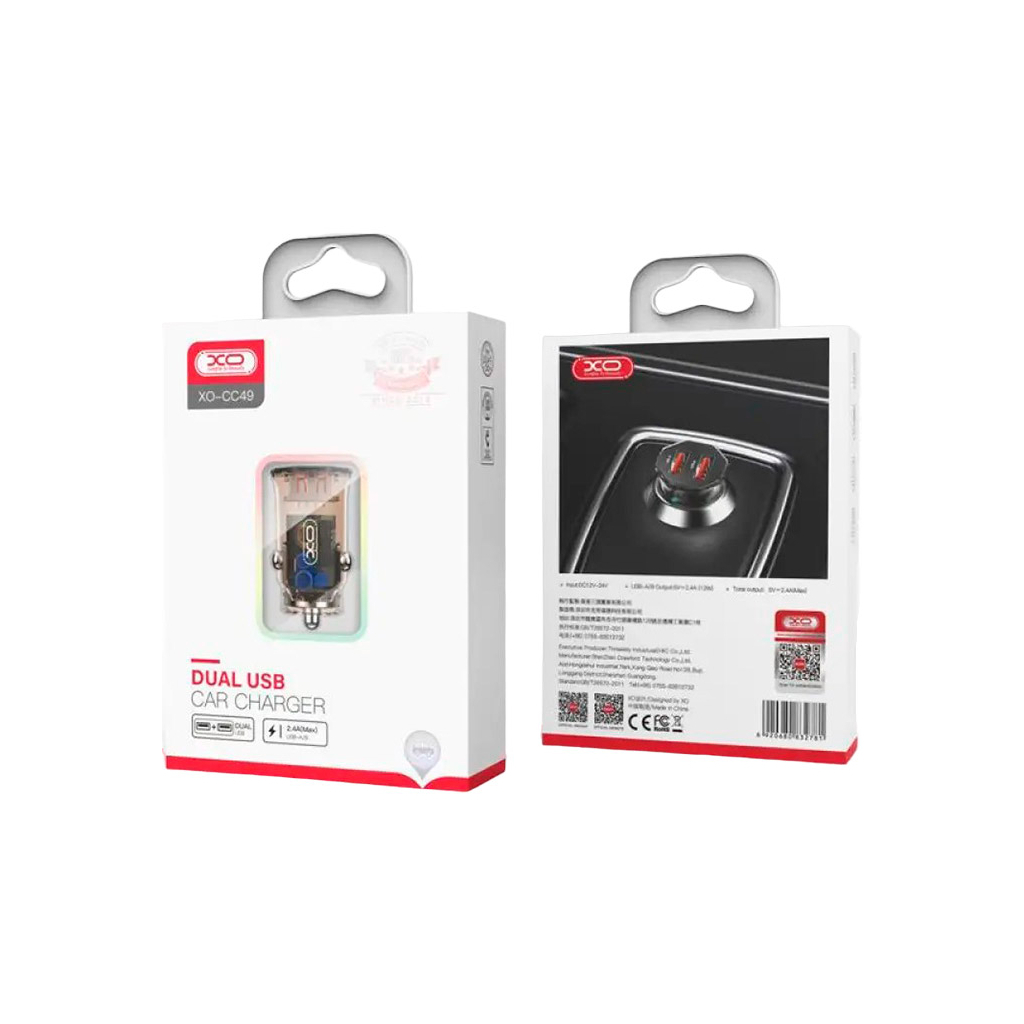 Зарядний пристрій XO CC49 2USB 2.4A (Black/Brown) (XO-CC49) - зображення 2