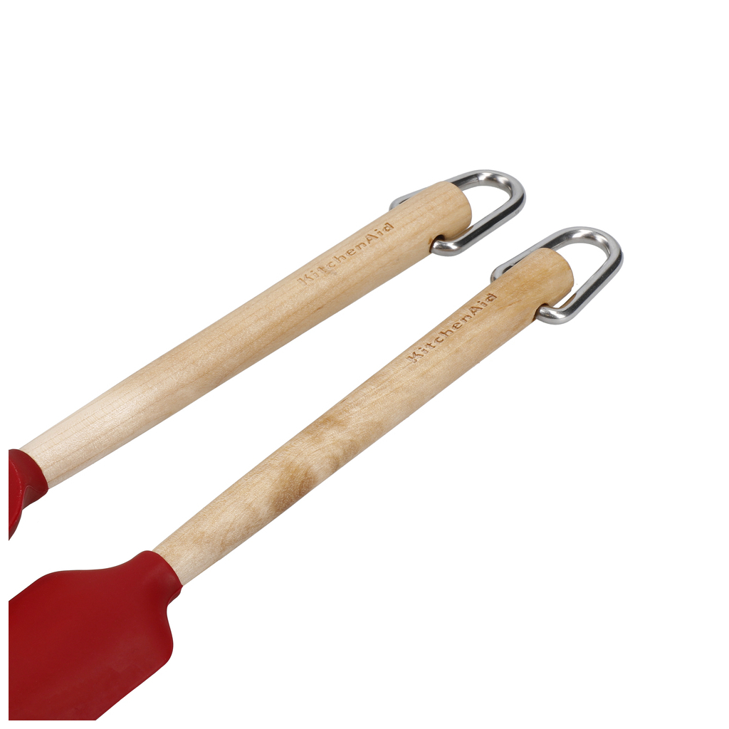 Лопатка кухонна KitchenAid Coreline для тіста, Набір 2 шт, 23,5 см, береза, червоний (KQR750OHERE) - зображення 3
