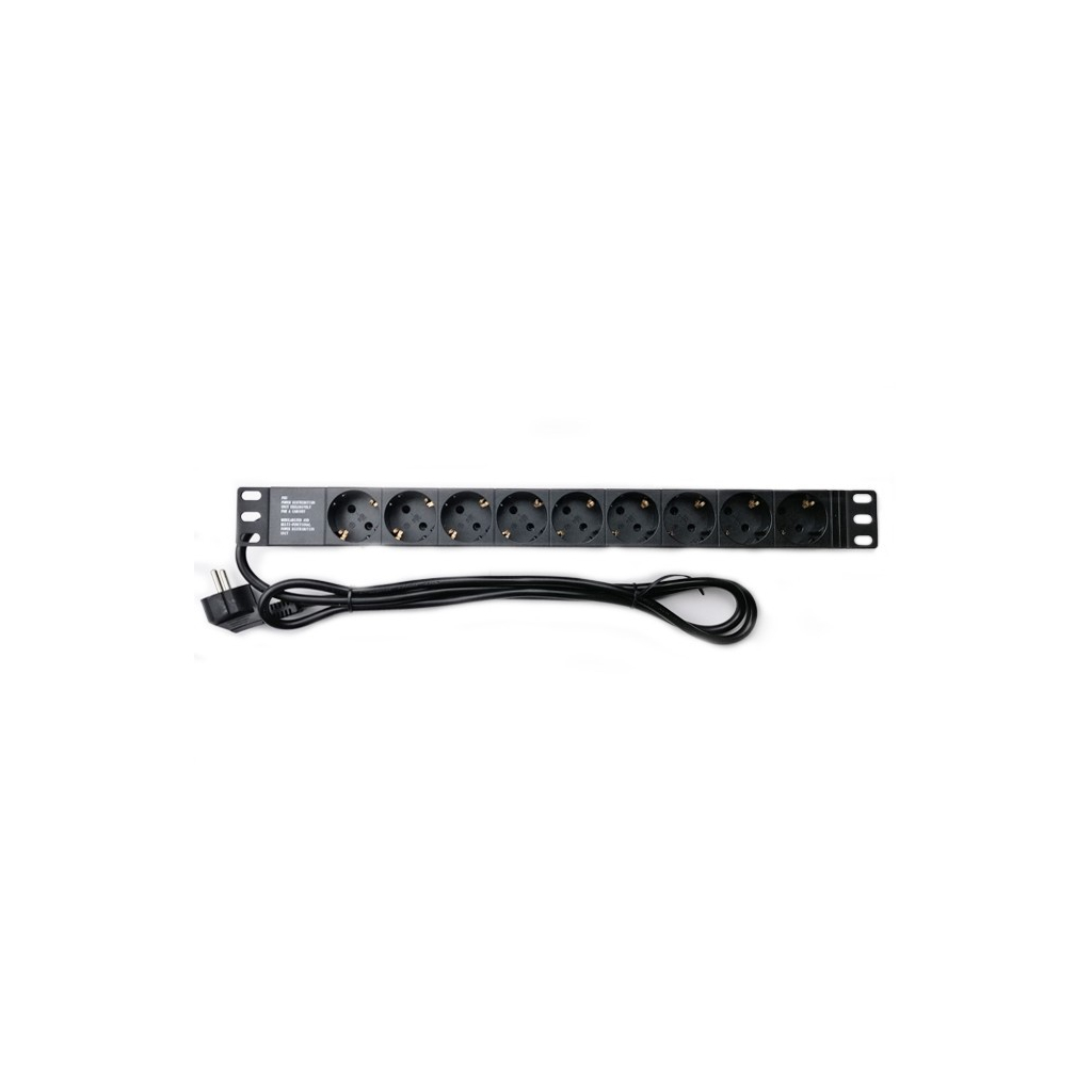 Силовий блок Eserver 19" 9 розеток, кабель 1.8м, алюм. корпус PDU 220В, 16А (WT-2261A-GER-9WAY) - изображение 2