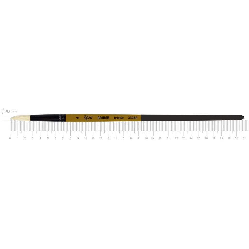 Пензлик для малювання Rosa Щетина кругла, AMBER 2306R, №6 (4823098533276) - изображение 1