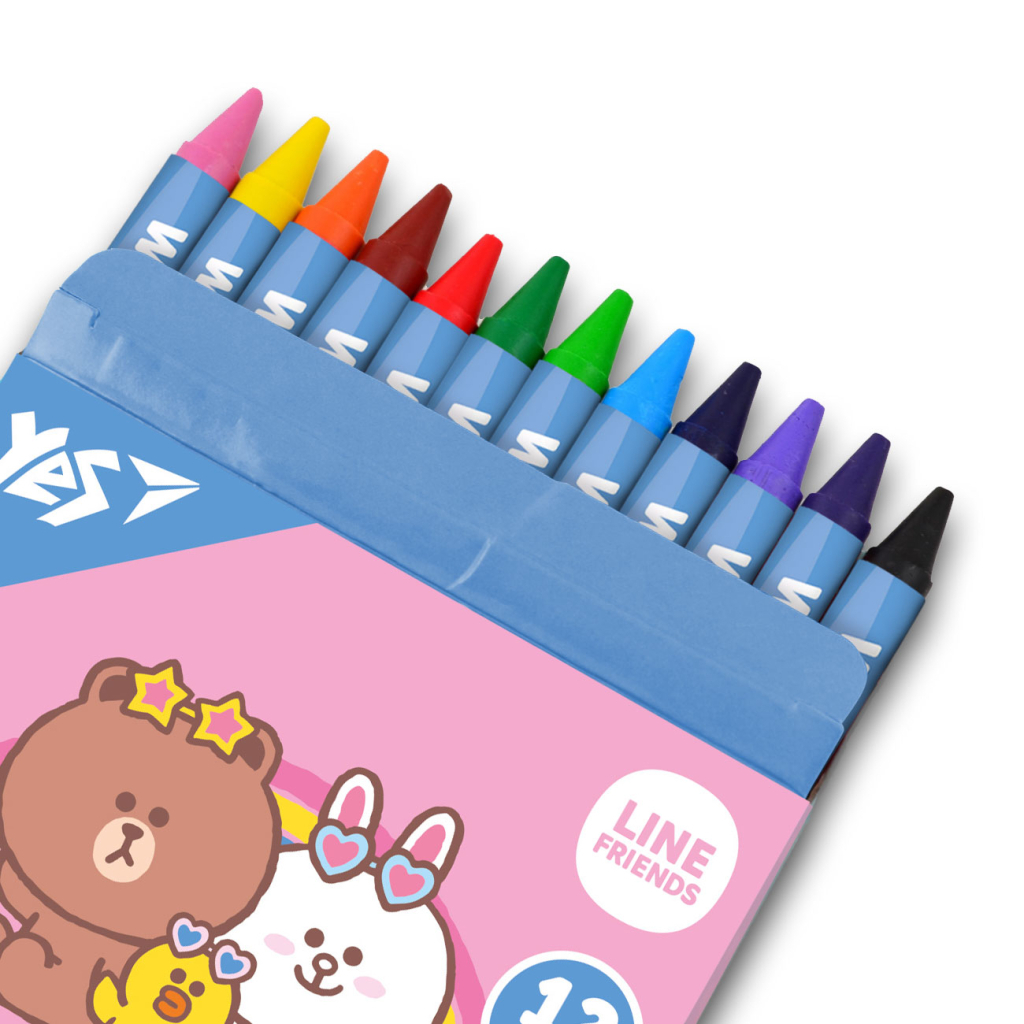 Олівці кольорові Yes Line Friends воскові 12 шт (590141) - зображення 3