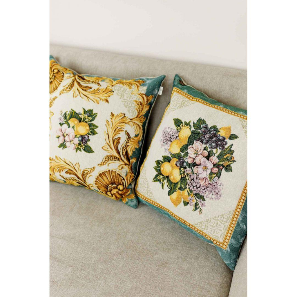 Подушка Прованс гобеленова декоративна Verna Verna Фрукти з вензелями 45х45 см (030037) - зображення 2