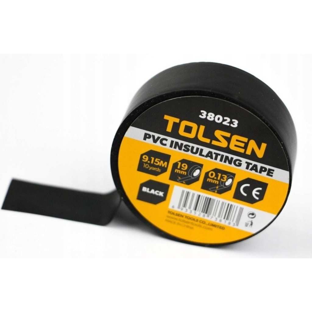 Ізоляційна стрічка Tolsen 19 мм х 9.2 м чорна 0.13 мм (38023) - изображение 1