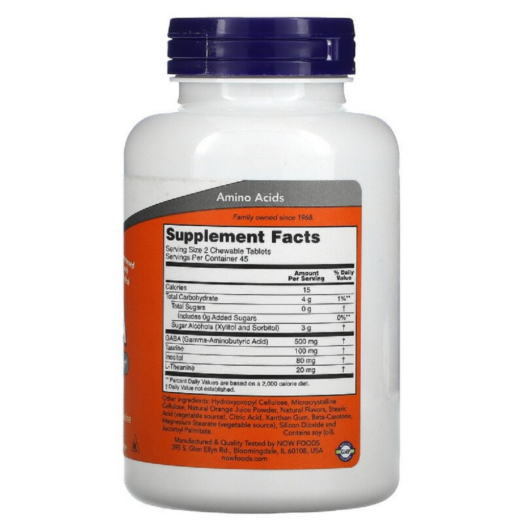 Амінокислота Now Foods GABA (Гамма-Аміномасляна кислота), Цитрусовий Смак, 250 мг (NOW-00082) - зображення 2