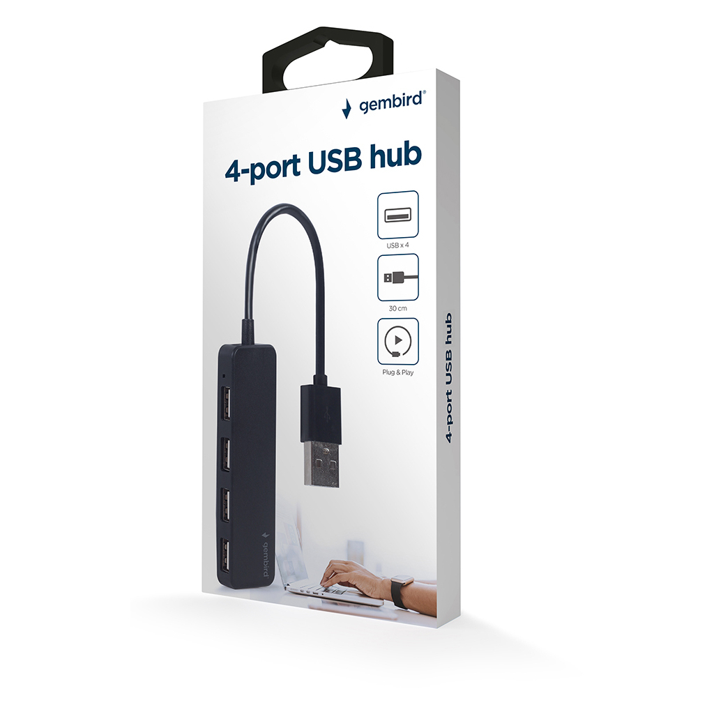 Концентратор Gembird USB 2.0 4 ports black (UHB-U2P4-06) - зображення 3