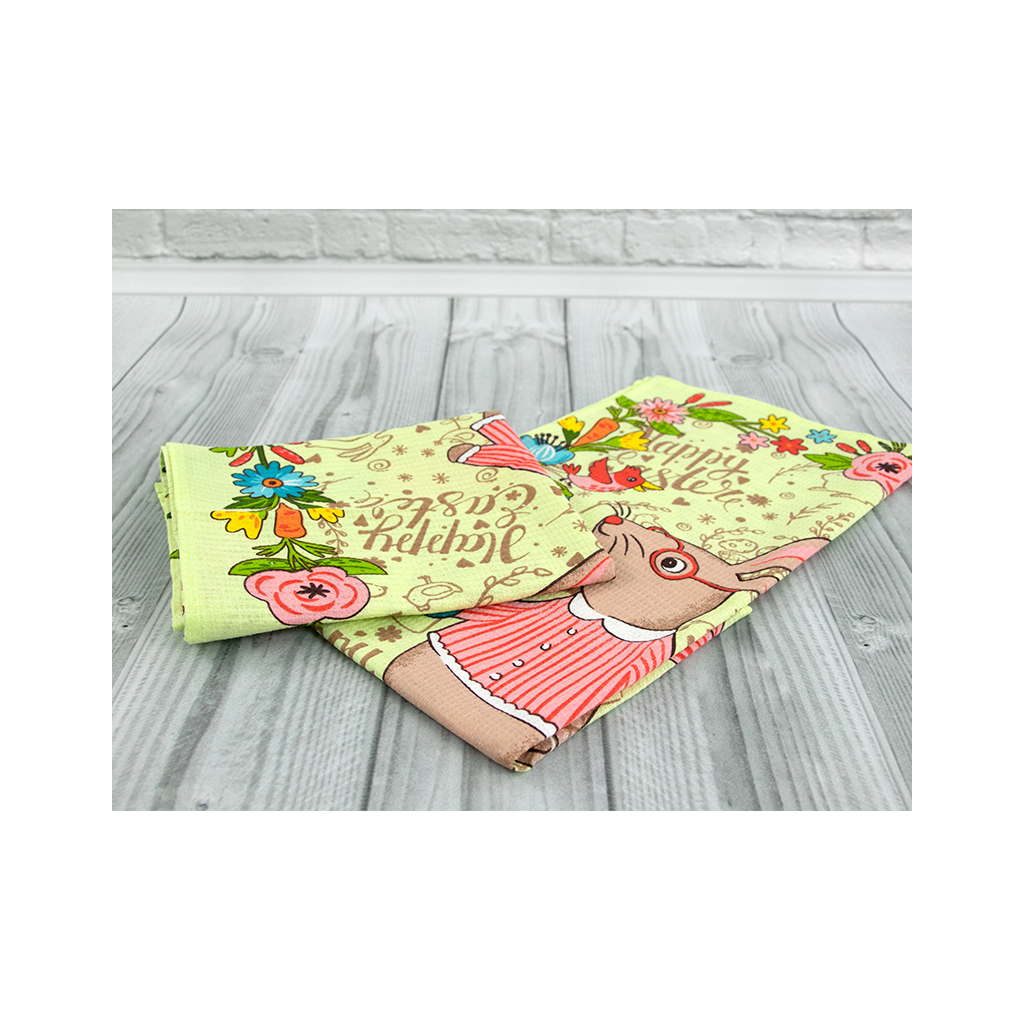 Рушник Руно вафельний набивний Великдень салатовий 45х60 см (205.15_Великдень салатовий_1) - зображення 4