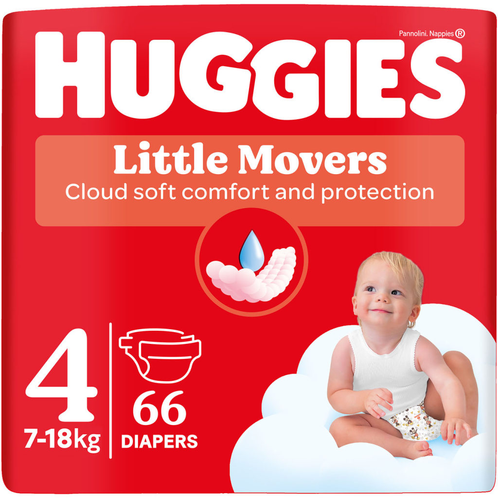 Підгузки Huggies Little Movers Mega 4 (7-18) кг 66 шт (5029053548777) - изображение 1