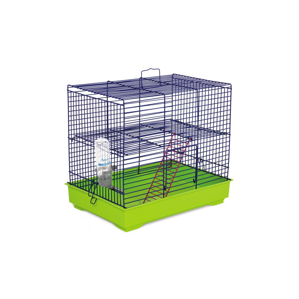Клітка для гризунів Природа "Міккі" з драбинкою 37x32x26 см синя/зелена (4823082415250) - изображение 1