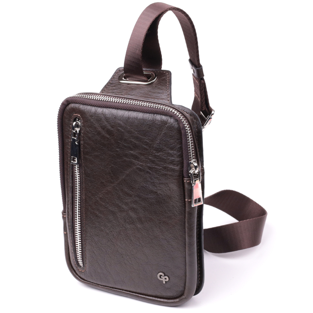 Сумка Grande Pelle Бананка з гладкої натуральної шкіри Коричнева (22880) - зображення 1