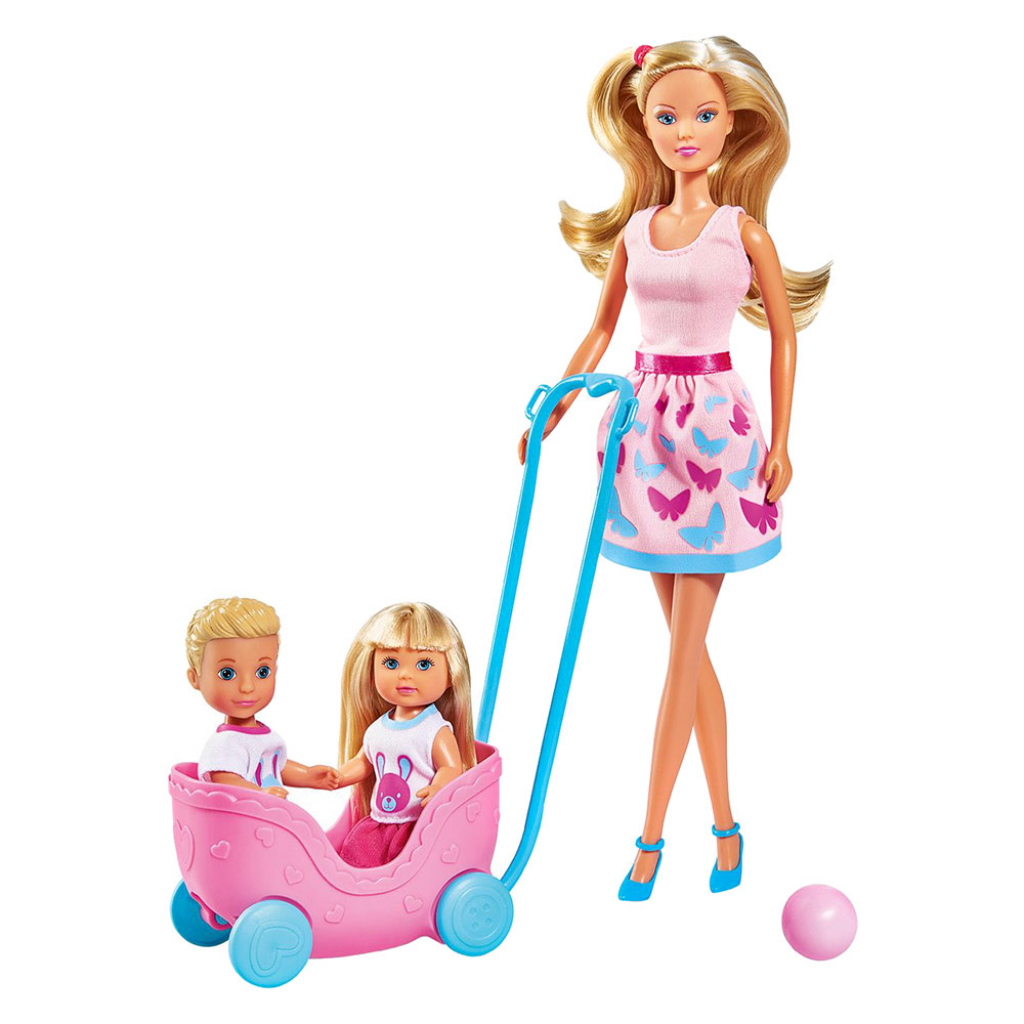 Лялька Simba Еві та Тіммі Прогулянка двійнят з вихованцями та аксесуарами (5733229) - зображення 1