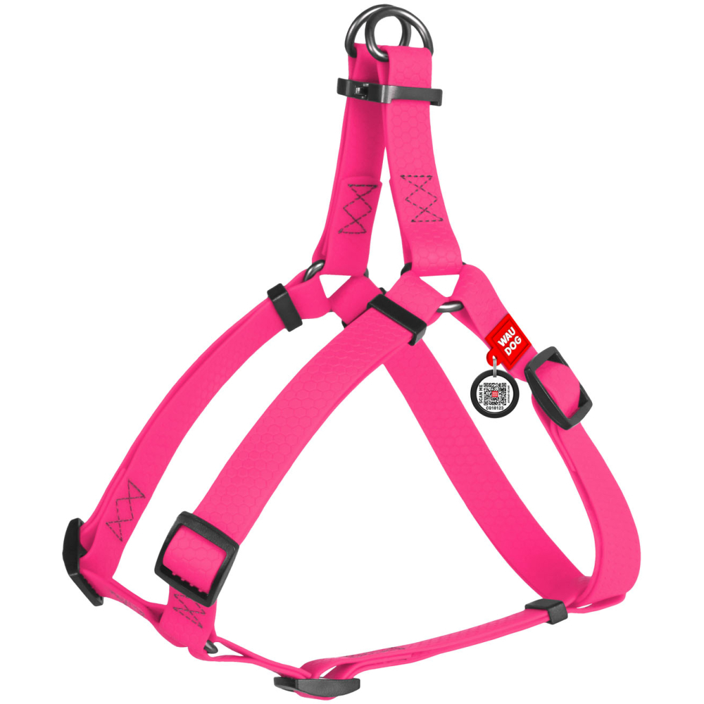 Шлея для собак WAUDOG Waterproof з QR-паспортом XS Ш 15 мм Д 30-39 см рожева (27637) - зображення 1
