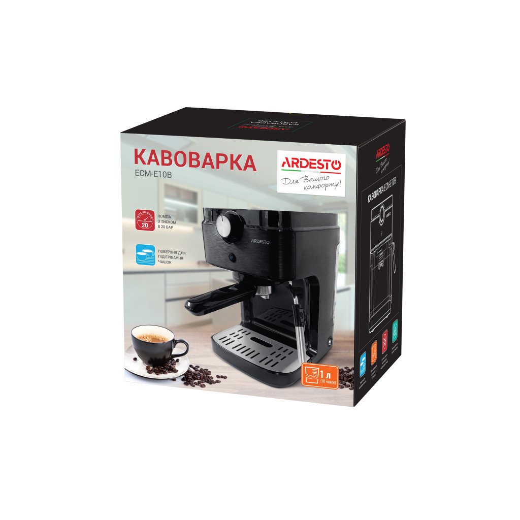 Ріжкова кавоварка еспресо Ardesto ECM-E10B - зображення 12