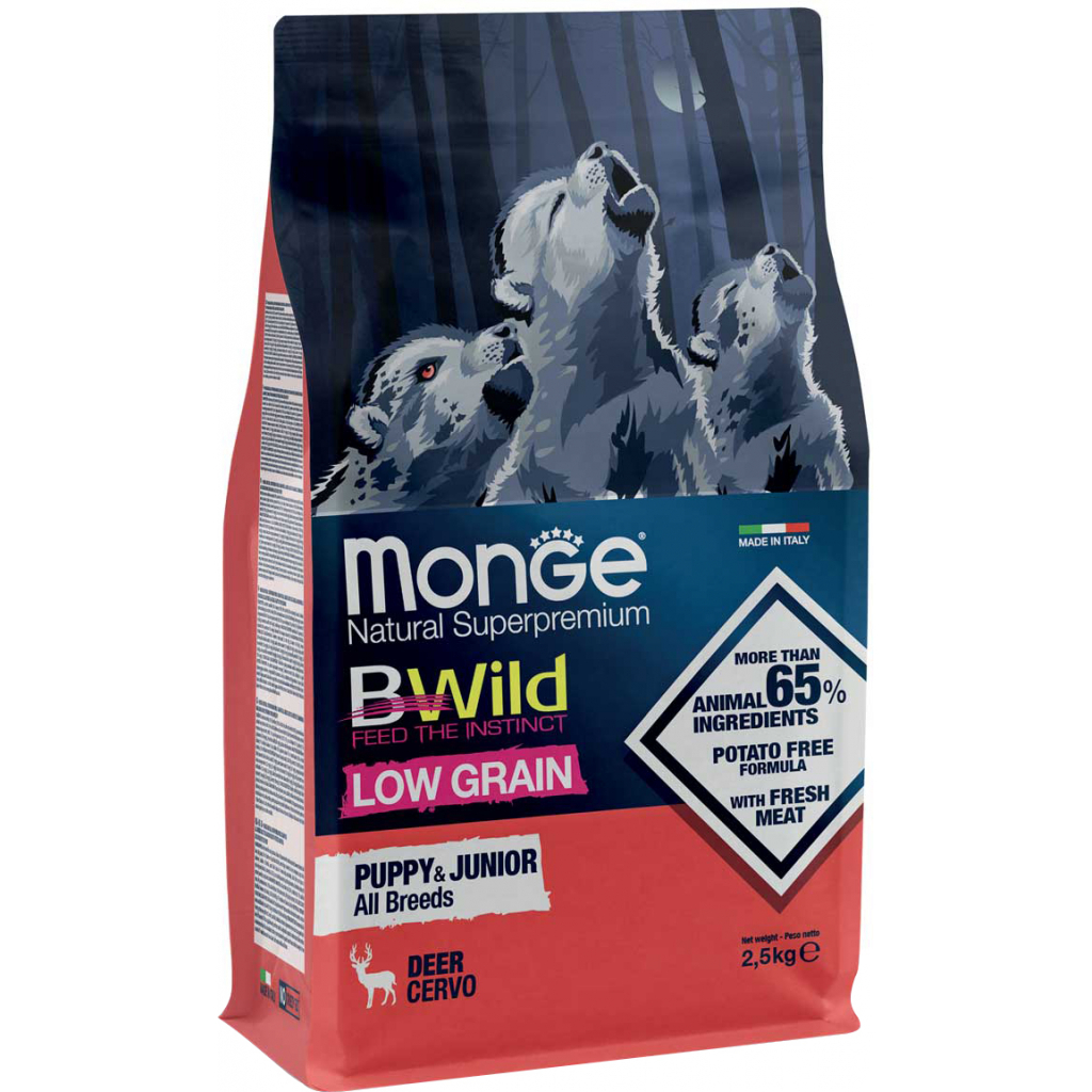 Сухий корм для собак Monge Dog Bwild Low Grain Puppy&Junior оленина 2.5 кг (8009470011853) - зображення 1