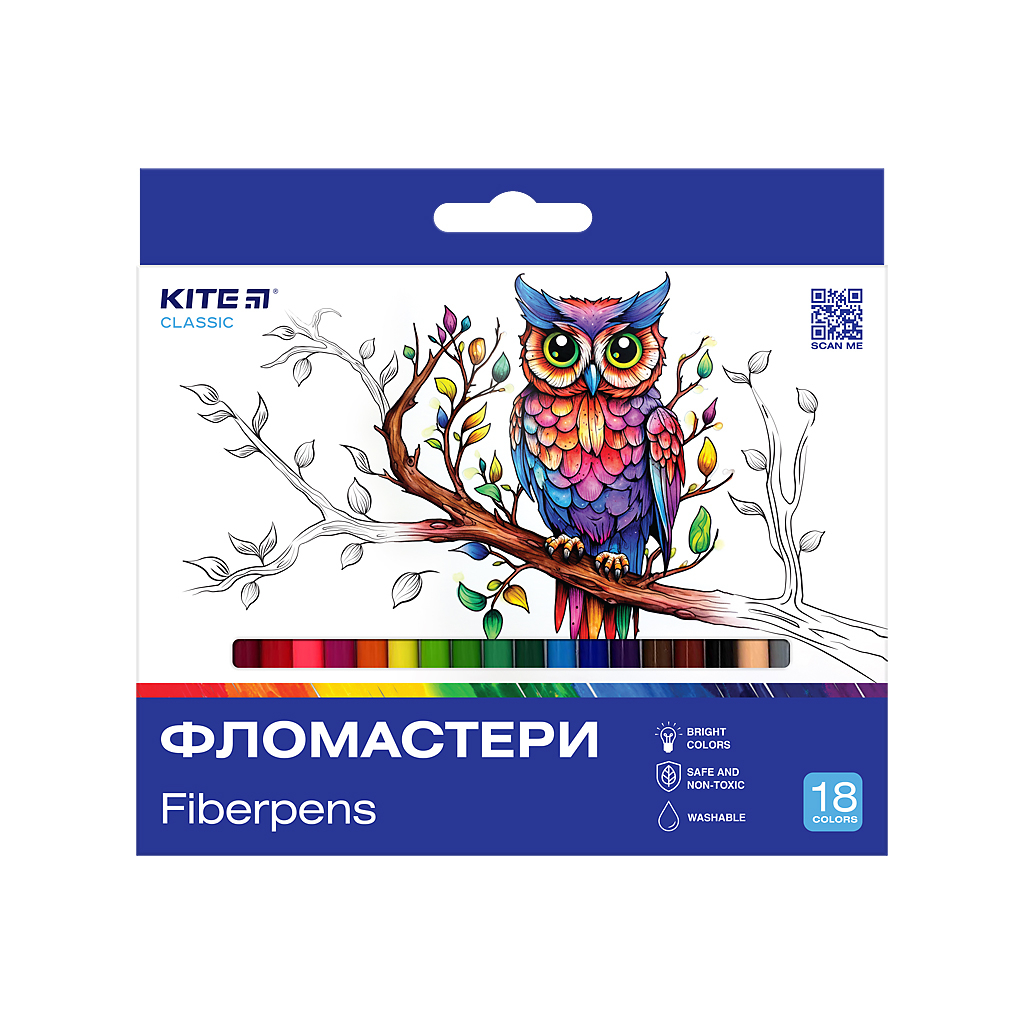 Фломастери Kite Classic 18 кольорів (K-448) - изображение 1