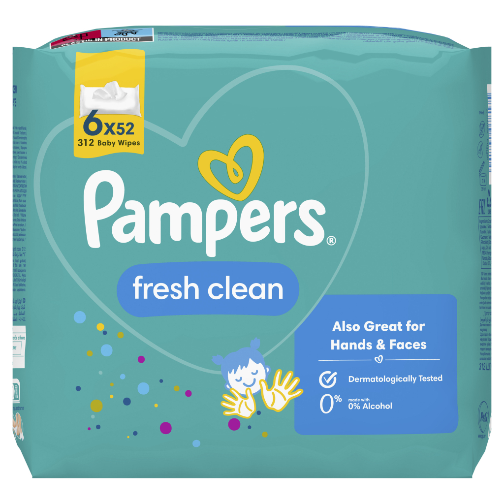 Дитячі вологі серветки Pampers Fresh Clean 6 пачок х 52 шт (8001841078175) - зображення 2