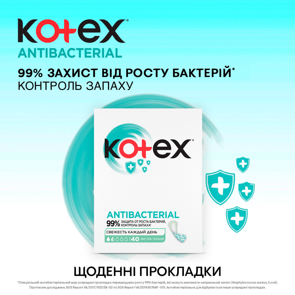 Щоденні прокладки Kotex Antibacterial Extra Thin 20 шт. (5029053549132) - зображення 10