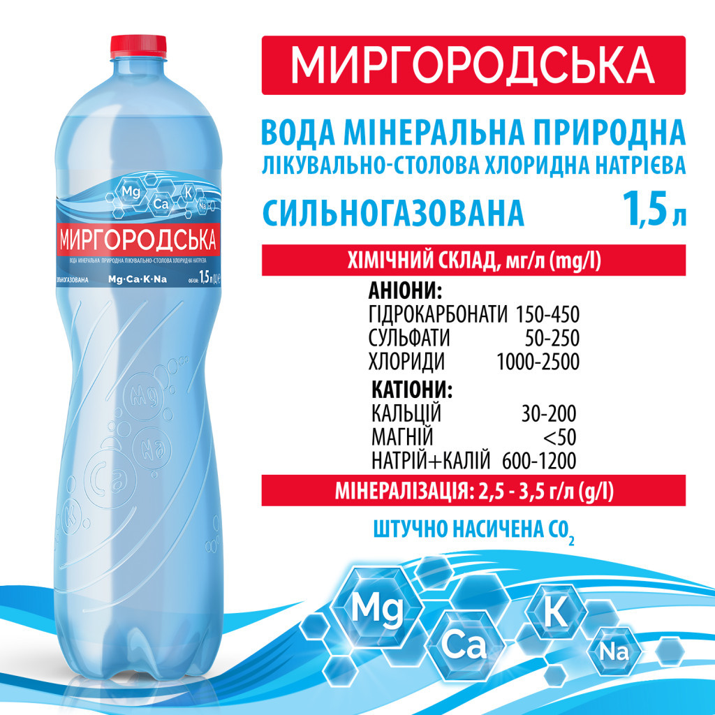 Мінеральна вода Миргородська 1.5 л газ пет (4820000430012) - изображение 5