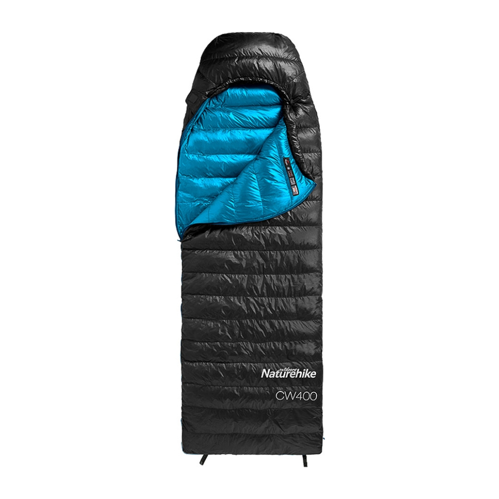 Спальний мішок Naturehike CW400 NH18C400-D, p-р L, чорно-блакитний (6976507666831) - зображення 1