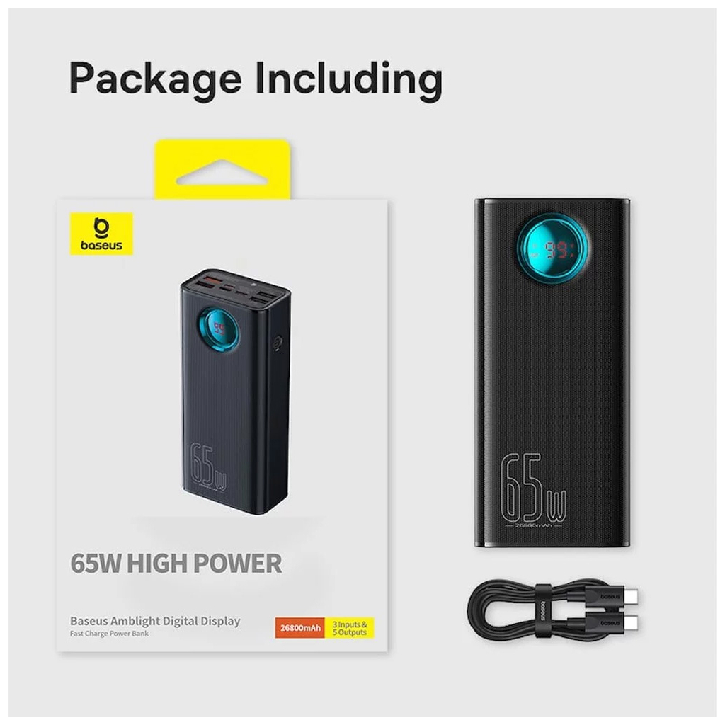 Батарея універсальна Baseus Amblight 26800mAh 65W OE, black (P10022402113-00) - зображення 8