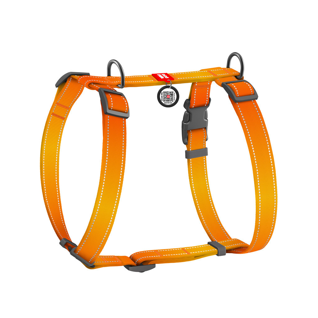 Шлея для собак WAUDOG Nylon Mono з QR-паспортом, пластиковий фастекс L помаранчева (52744) - зображення 2