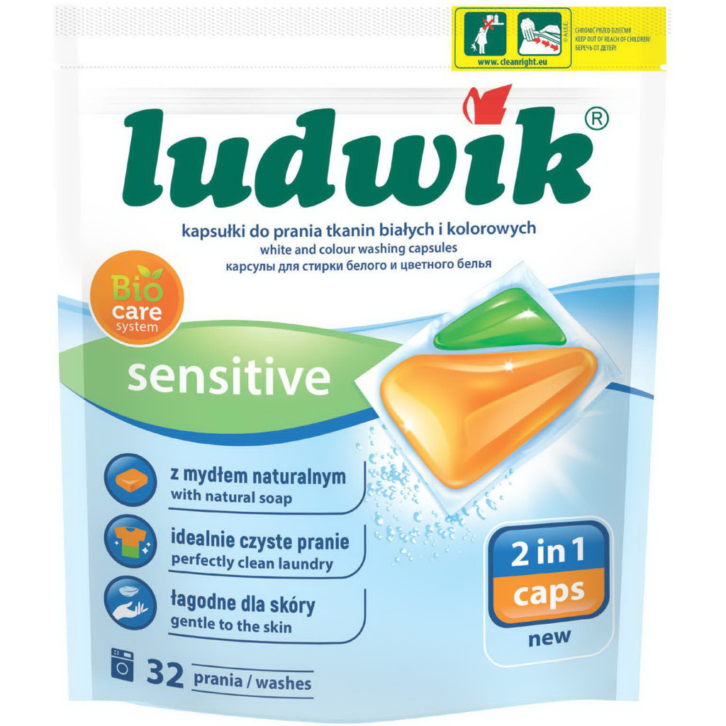 Капсули для прання Ludwik Sensitive 2 в 1 для білих та кольорових речей 32 шт. (5900498025910) - зображення 1