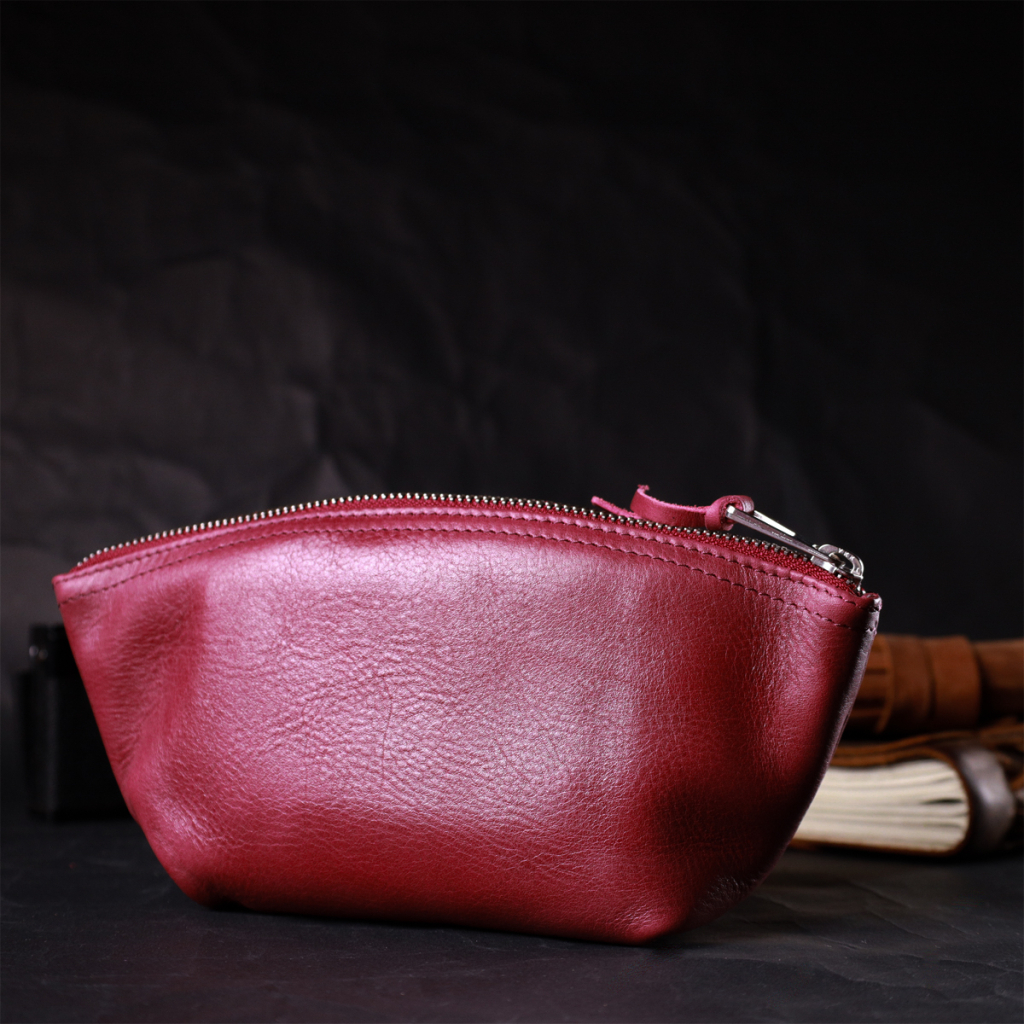 Косметичка Grande Pelle Шкіряна Бордова (16792) - зображення 8