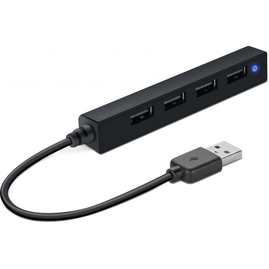 Концентратор Speedlink SNAPPY SLIM USB Hub, 4-Port, USB 2.0, Passive, Black (SL-140000-BK) - зображення 1