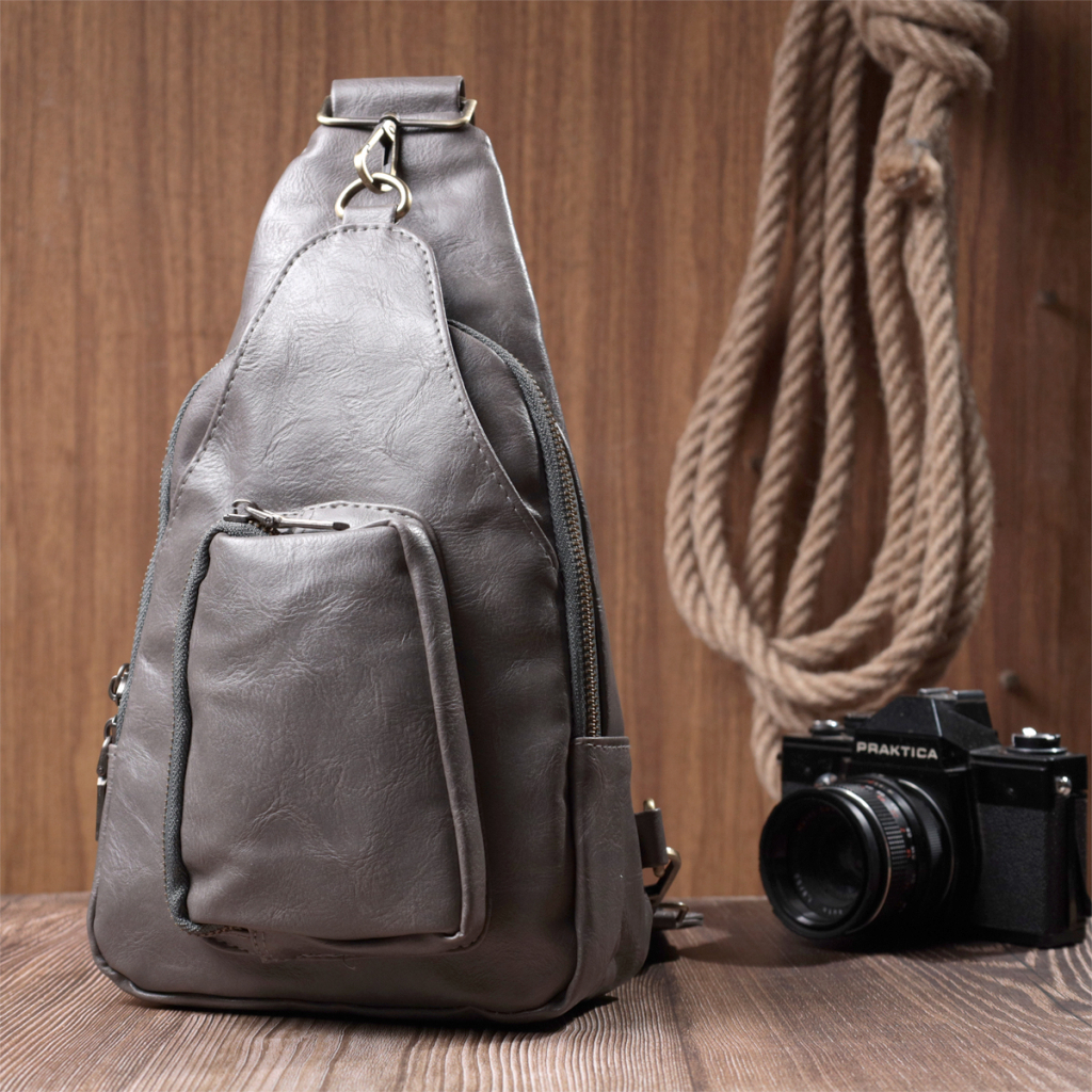 Сумка Vintage З екошкіри Сіра (22777) - зображення 8