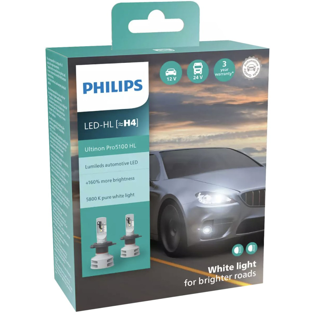 Автолампа Philips LED H4 11342U51Х2 12/24V Ultinon Pro5100 +160 (74242) - зображення 3