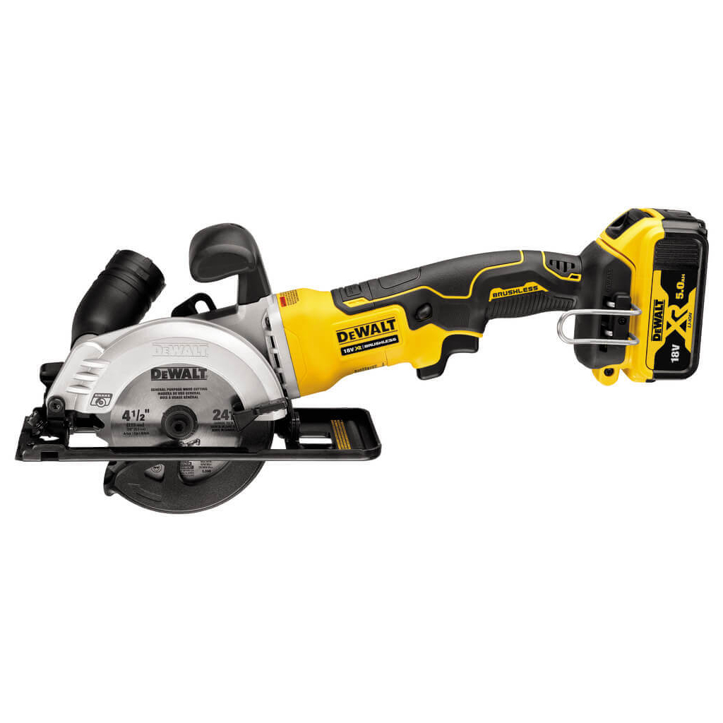 Дискова пила DeWALT 18В XR Li-Ion, безщіткова, диск 115х9.5 мм, 2.5 кг, 2x5Ah, кейс TSTAK (DCS571P2) - зображення 2