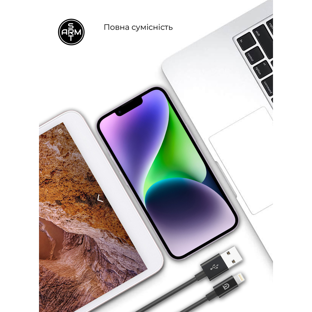 Зарядний пристрій Armorstandart AR-TA800 25W USB-C + cable USB-C to Lightning black (ARM77721) - зображення 5
