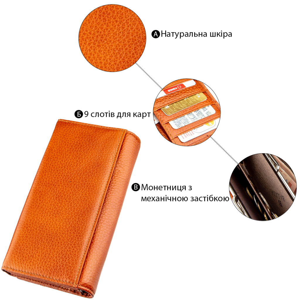 Гаманець Baliya Жіночий шкіряний Помаранчевий (18980) - зображення 5