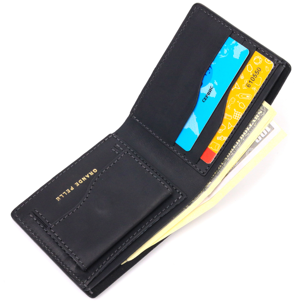 Портмоне Grande Pelle Шкіряне Чорне (16733) - зображення 6