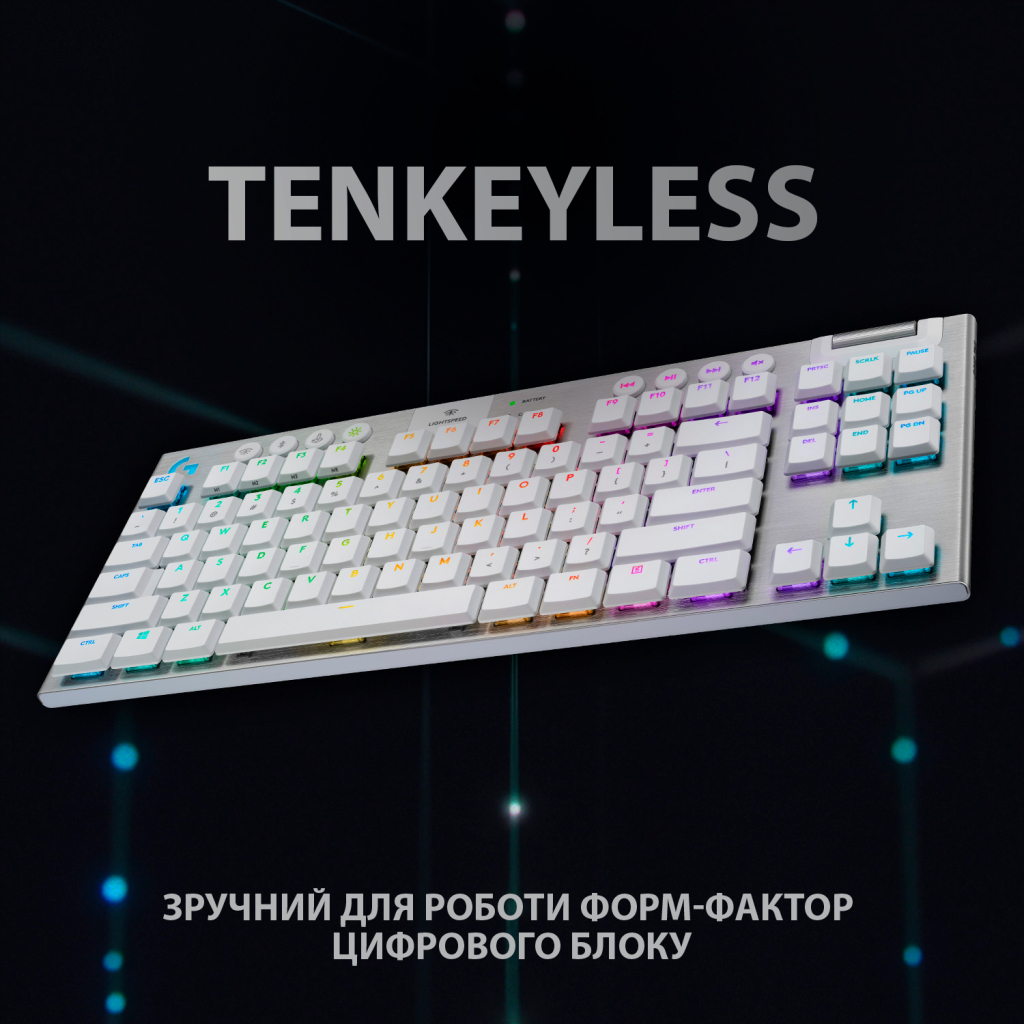 Клавіатура Logitech G915 TKL Lightspeed Wireless RGB Mechanical White (920-009664) - зображення 5