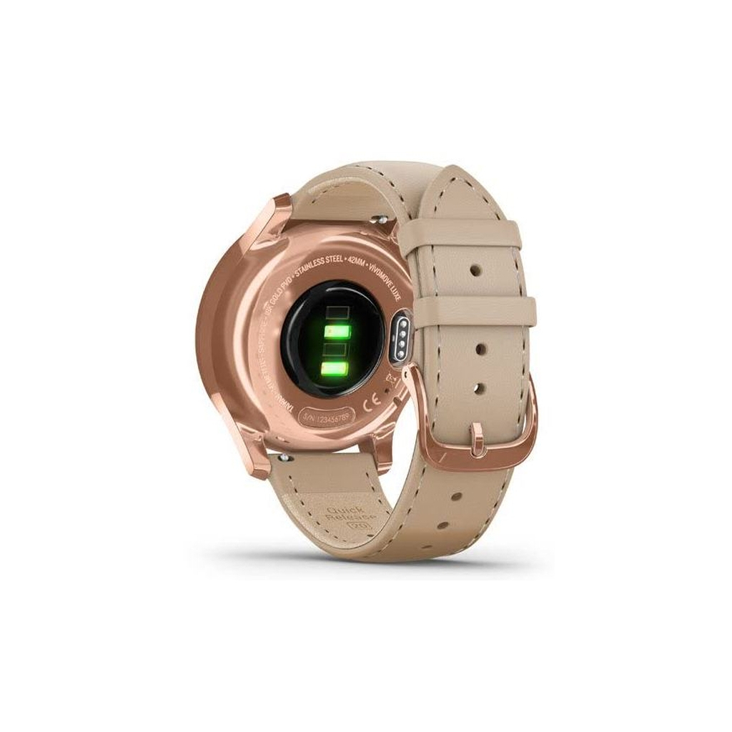 Смарт-годинник Garmin vivomove Luxe, RoseGold, Light Sand, Leather (010-02241-21) - зображення 6