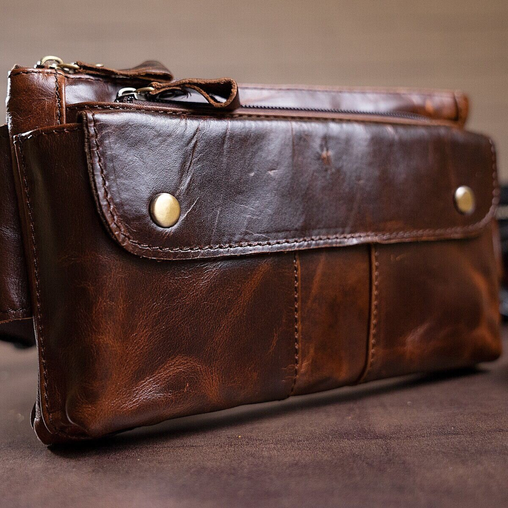Сумка Vintage Поясна чоловіча Коричнева (14815) - зображення 8