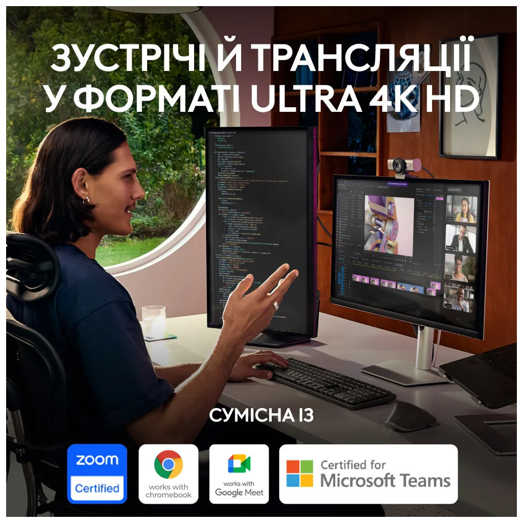 Веб-камера Logitech MX Brio 4K Graphite (960-001559) - зображення 7